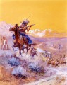 Ataque indio Indios estadounidense occidental Charles Marion Russell